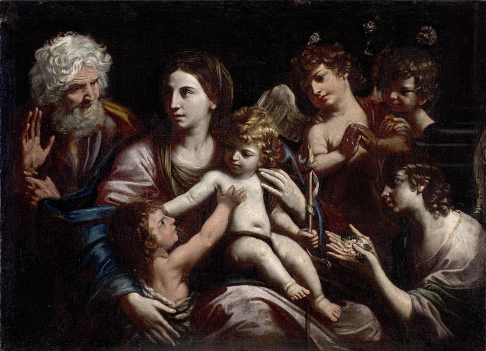 Holy Family with Saint John the Baptist and three angels