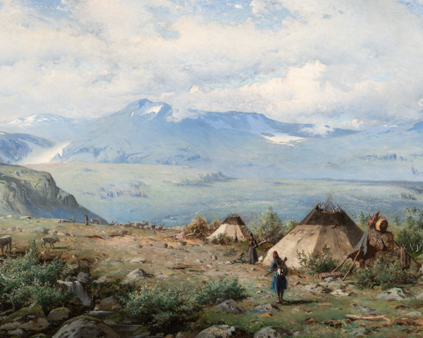 Olof Jonas Grafström (1855–1933), Sami in the Kvikkjokk Valley. Oil on canvas, 179 × 105 cm.