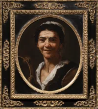 An Elderly Woman with a Tambourine (The Sense of Hearing)