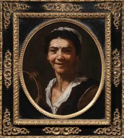 An Elderly Woman with a Tambourine (The Sense of Hearing)