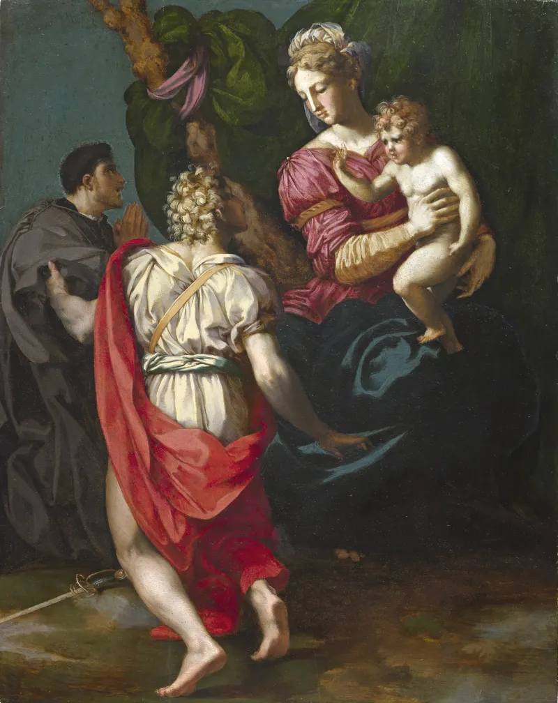Madonna and Child Enthroned, with St Julian and a Donor